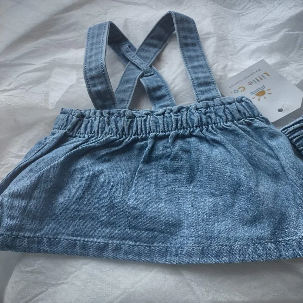 NWT 2 Piece Organic Chambray Jumper/ Dress & Bloomers - Picture 3 of 6